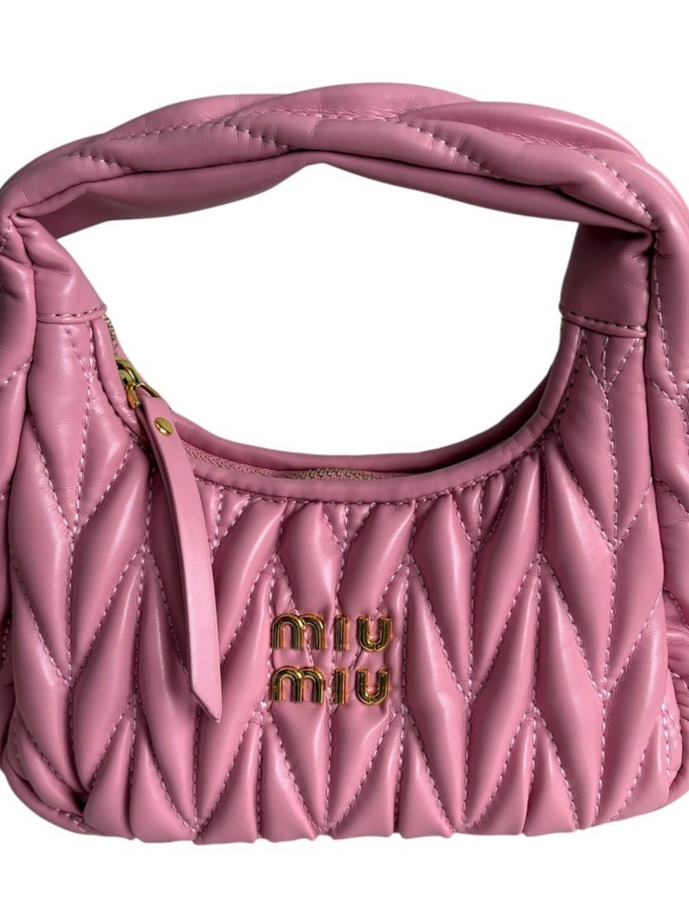 Miu Miu Pink Matelasse Quilted Mini Top Handle Bag w/ Zip, Strap & Dust Bag